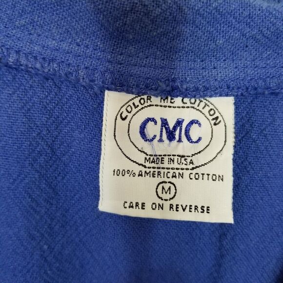 CMC Color Me Cotton Painted Floral Blazer Jacket Sz M Blue Button Up Artsy USA - Picture 7 of 7